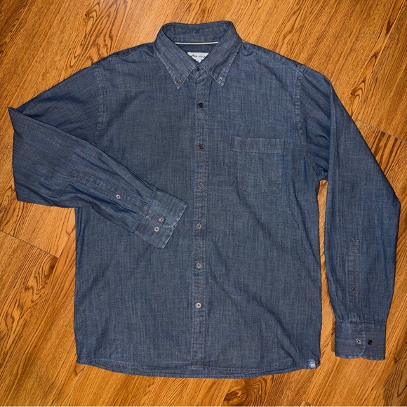 Peter Millar Men's Indigo Tamworth Chambray Shirt Medium - Picture 15 of 16